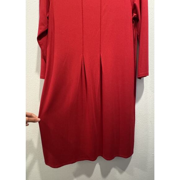 J. Jill Wearever Collection Size XS Red 3/4 Sleeve Pleated Dress Stretch Work - Picture 3 of 7